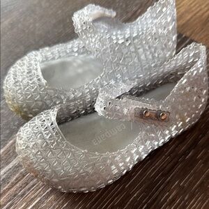 Mini Melissa Silver Dress Shoes with Sparkling Finish